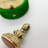 Victorian 9ct Yellow Gold & Carnelian Agate Fob Seal Pendant Antique c1860