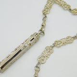 19th Century Ornate Silver Plated Sewing Chatelaine & Tools Antique c1860s
