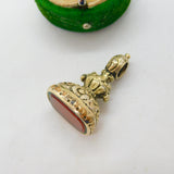 Victorian 9ct Yellow Gold & Carnelian Agate Fob Seal Pendant Antique c1860