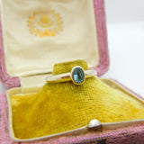 9ct White Gold & Blue Imperial Topaz Solitaire Ring Vintage c1990 Birmingham