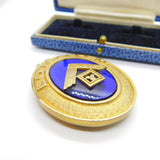 Large Sterling Silver Gilt & Enamel London Masonic Steward Fob Medal 1950 London