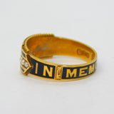 Victorian 15ct Gold Black Enamel Double Named Mourning Ring Antique 1897 Chester