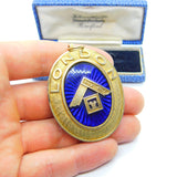 Large Sterling Silver Gilt & Enamel London Masonic Steward Fob Medal 1950 London