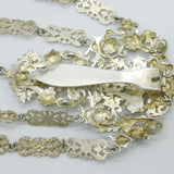 19th Century Ornate Silver Plated Sewing Chatelaine & Tools Antique c1860s