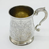 George II Sterling Silver Floral Pattern Christening Mug Antique 1732 London