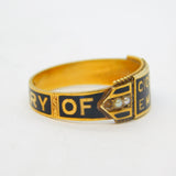 Victorian 15ct Gold Black Enamel Double Named Mourning Ring Antique 1897 Chester