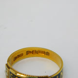 Victorian 15ct Gold Black Enamel Double Named Mourning Ring Antique 1897 Chester