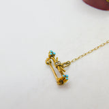 Victorian 15ct Gold, Turquoise, Diamond & Seed Pearl Double Knot Brooch c1850