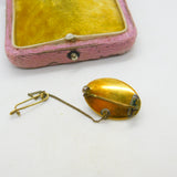 Victorian 15ct Gold, Banded Agate, Enamel, Seed Pearl Mourning Brooch c1840