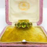 9ct Yellow Gold Five-Stone Peridot Band Ring Vintage c1990 Birmingham