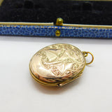 Victorian 9ct Gold Back & Front Blue Enamel Forget-Me-Not Locket Antique c1890
