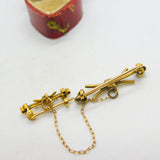 Victorian 15ct Gold, Turquoise, Diamond & Seed Pearl Double Knot Brooch c1850