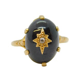 19th Century Austro-Hungarian 9ct Gold, Garnet & Diamond Starburst Ring Antique