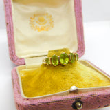 9ct Yellow Gold Five-Stone Peridot Band Ring Vintage c1990 Birmingham