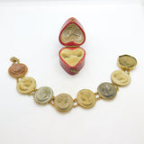 Regency Grand Tour 9ct Gold Set Lava, Basalt & Granite Cameo Bracelet c1830