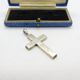 Victorian Sterling Silver 'May Mills' First Communion & Confirmation Cross Pendant Antique 1885
