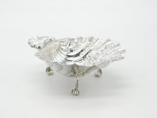 Sterling Silver Scallop Shell Form Floral Pattern Sweet Treat Dish 1971 Vintage