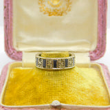 9ct White Gold, Sapphire & Spinel Full Eternity Ring Vintage 1974 Birmingham