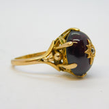 19th Century Austro-Hungarian 9ct Gold, Garnet & Diamond Starburst Ring Antique