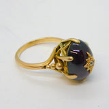 19th Century Austro-Hungarian 9ct Gold, Garnet & Diamond Starburst Ring Antique
