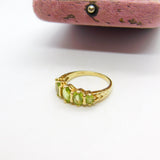 9ct Yellow Gold Five-Stone Peridot Band Ring Vintage c1990 Birmingham