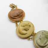 Regency Grand Tour 9ct Gold Set Lava, Basalt & Granite Cameo Bracelet c1830