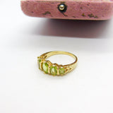 9ct Yellow Gold Five-Stone Peridot Band Ring Vintage c1990 Birmingham