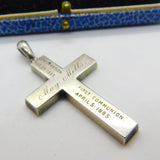 Victorian Sterling Silver 'May Mills' First Communion & Confirmation Cross Pendant Antique 1885