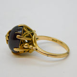 19th Century Austro-Hungarian 9ct Gold, Garnet & Diamond Starburst Ring Antique