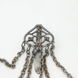 Early Victorian Cut Steel Sewing Chatelaine With Tools Antique c1850