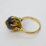 19th Century Austro-Hungarian 9ct Gold, Garnet & Diamond Starburst Ring Antique