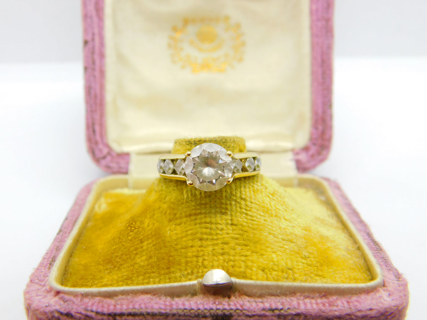 14ct Yellow Gold White Topaz Set Engagement Style Ring Vintage Birmingham 2002