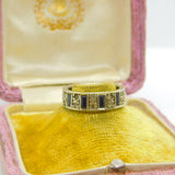 9ct White Gold, Sapphire & Spinel Full Eternity Ring Vintage 1974 Birmingham