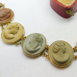 Regency Grand Tour 9ct Gold Set Lava, Basalt & Granite Cameo Bracelet c1830