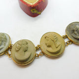 Regency Grand Tour 9ct Gold Set Lava, Basalt & Granite Cameo Bracelet c1830