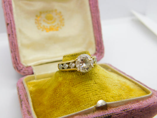 14ct Yellow Gold White Topaz Set Engagement Style Ring Vintage Birmingham 2002