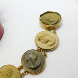 Regency Grand Tour 9ct Gold Set Lava, Basalt & Granite Cameo Bracelet c1830