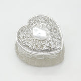 Edwardian Sterling Silver & Cut Glass Heart Shaped Trinket Pot 1904 Sheffield