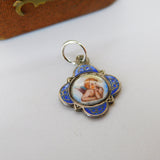 Austrian Sterling Silver Colourful Enamel Raphael's Cherub Charm Antique c1920