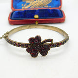 Victorian 8ct Gold & Bohemian Garnet Austro-Hungarian Shamrock Bangle c1860