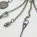 Early Victorian Cut Steel Sewing Chatelaine With Tools Antique c1850