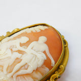 Victorian Large Pinchbeck Carved Shell Classical Scene Cameo Brooch Antique c1860