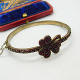 Victorian 8ct Gold & Bohemian Garnet Austro-Hungarian Shamrock Bangle c1860