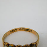 Victorian 9ct Rose Gold, Turquoise & Pearl Dress Ring Antique 1899 Birmingham