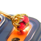 19th Century Austro-Hungarian 9ct Gold, Garnet & Diamond Starburst Ring Antique