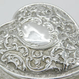 Edwardian Sterling Silver & Cut Glass Heart Shaped Trinket Pot 1904 Sheffield