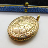 Victorian 9ct Gold Back & Front Horseshoe Mourning Locket Antique c1880