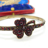 Victorian 8ct Gold & Bohemian Garnet Austro-Hungarian Shamrock Bangle c1860