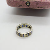 9ct White Gold, Sapphire & Spinel Full Eternity Ring Vintage 1974 Birmingham