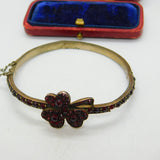 Victorian 8ct Gold & Bohemian Garnet Austro-Hungarian Shamrock Bangle c1860